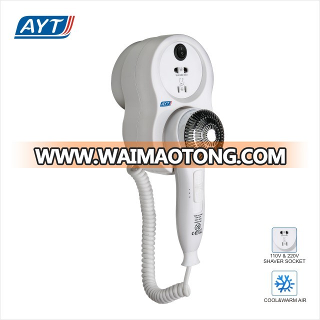 Warm and cool air wall mounted hair dryer hotel